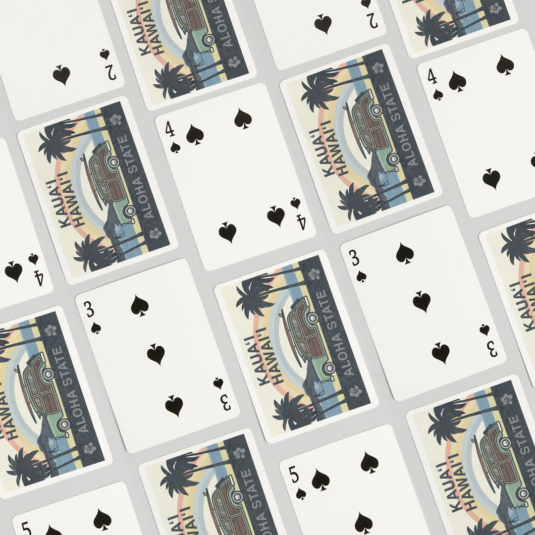 Playing Cards, Kauai, Hawaii, Aloha State, Woody Beach Scene, 52 Card Deck with Jokers in Box, Unique Art Cards Lantern Press 