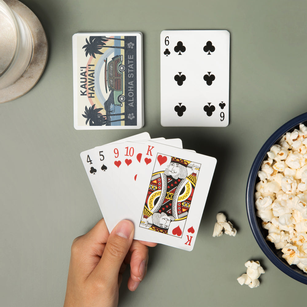 Playing Cards, Kauai, Hawaii, Aloha State, Woody Beach Scene, 52 Card Deck with Jokers in Box, Unique Art Cards Lantern Press 