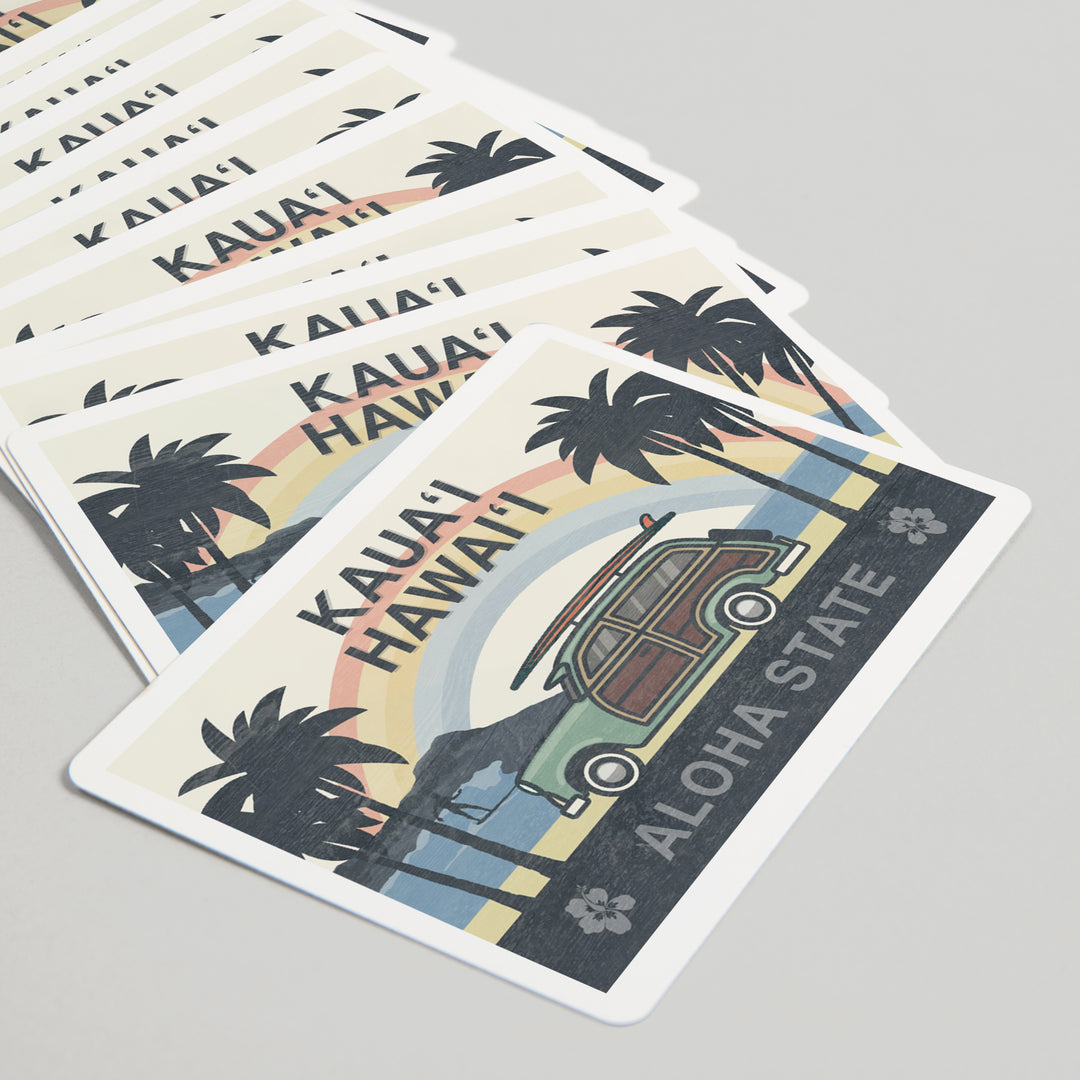 Playing Cards, Kauai, Hawaii, Aloha State, Woody Beach Scene, 52 Card Deck with Jokers in Box, Unique Art Cards Lantern Press 