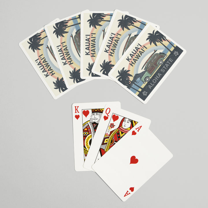 Playing Cards, Kauai, Hawaii, Aloha State, Woody Beach Scene, 52 Card Deck with Jokers in Box, Unique Art Cards Lantern Press 