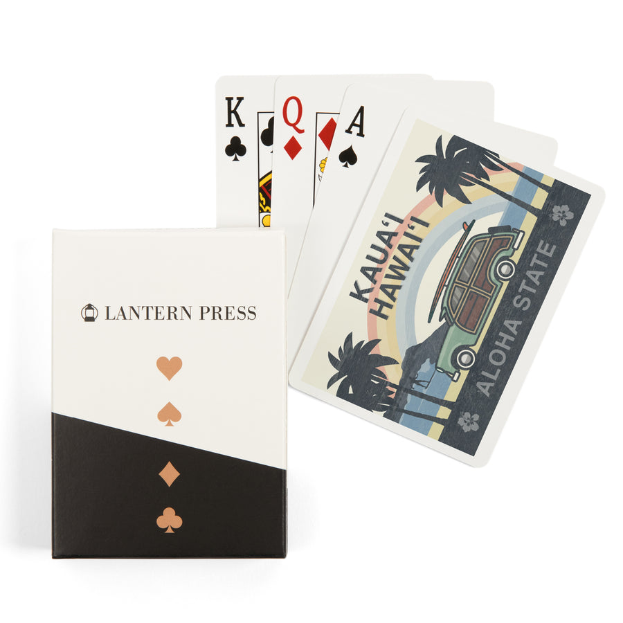 Playing Cards, Kauai, Hawaii, Aloha State, Woody Beach Scene, 52 Card Deck with Jokers in Box, Unique Art Cards Lantern Press 