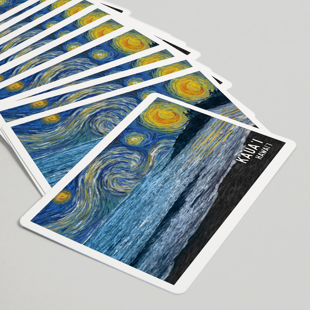 Playing Cards, Kauai, Hawaii, Starry Night, Coastline, 52 Card Deck with Jokers in Box, Unique Art Cards Lantern Press 