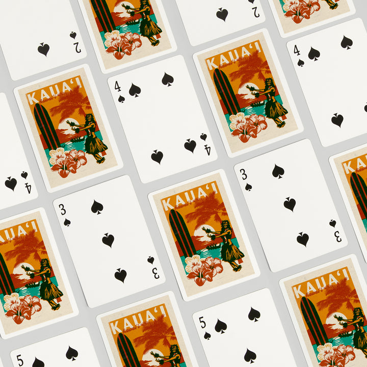 Playing Cards, Kauai, Hawaii, Woodblock, 52 Card Deck with Jokers in Box, Unique Art Cards Lantern Press 