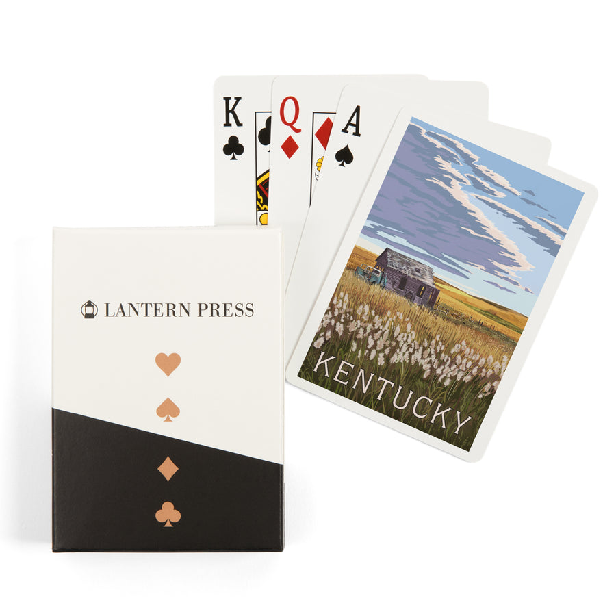 Playing Cards, Kentucky, Painterly, Wheat Field and Shack, 52 Card Deck with Jokers in Box, Unique Art Cards Lantern Press 
