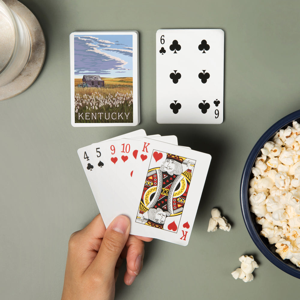 Playing Cards, Kentucky, Painterly, Wheat Field and Shack, 52 Card Deck with Jokers in Box, Unique Art Cards Lantern Press 