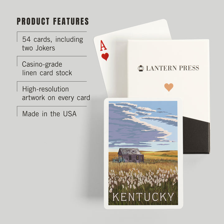 Playing Cards, Kentucky, Painterly, Wheat Field and Shack, 52 Card Deck with Jokers in Box, Unique Art Cards Lantern Press 