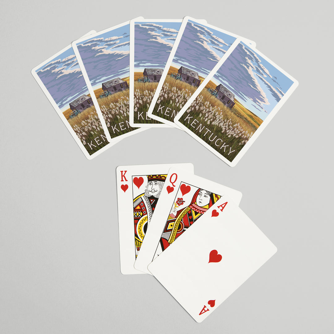 Playing Cards, Kentucky, Painterly, Wheat Field and Shack, 52 Card Deck with Jokers in Box, Unique Art Cards Lantern Press 