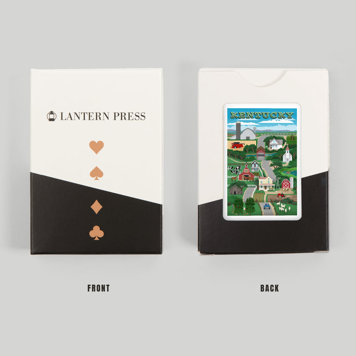 Playing Cards, Kentucky, Retro Countryside, 52 Card Deck with Jokers in Box, Unique Art Cards Lantern Press 