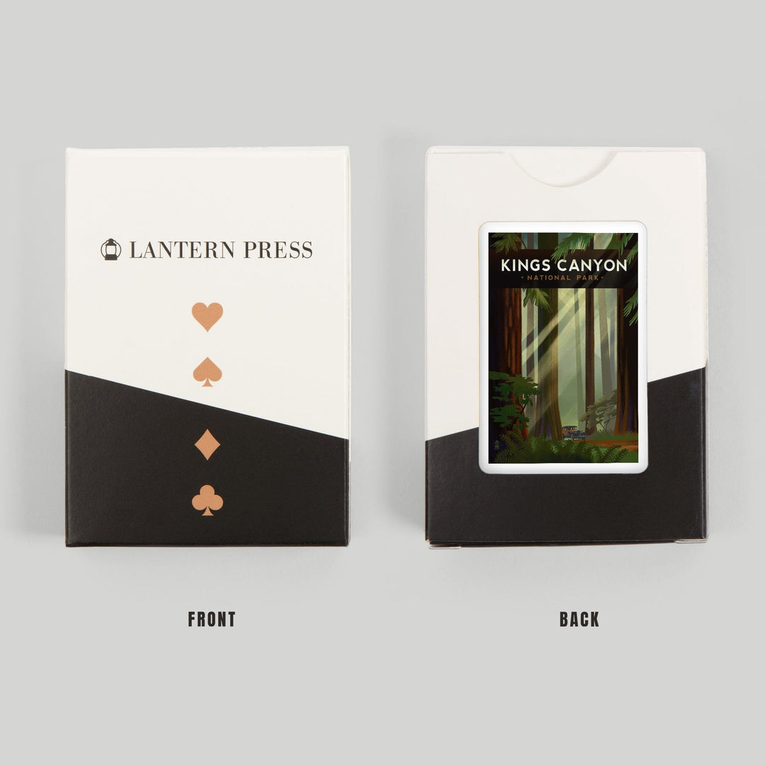 Playing Cards, Kings Canyon National Park, Redwood Forest, Geometric Lithograph, 52 Card Deck with Jokers in Box, Unique Art Cards Lantern Press 