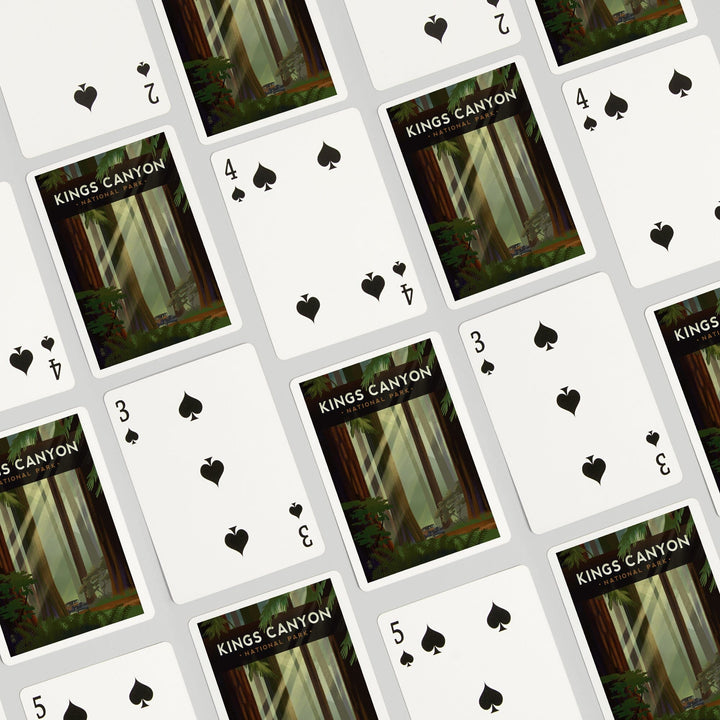 Playing Cards, Kings Canyon National Park, Redwood Forest, Geometric Lithograph, 52 Card Deck with Jokers in Box, Unique Art Cards Lantern Press 