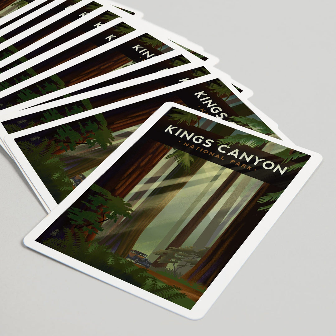 Playing Cards, Kings Canyon National Park, Redwood Forest, Geometric Lithograph, 52 Card Deck with Jokers in Box, Unique Art Cards Lantern Press 