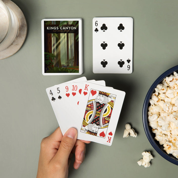 Playing Cards, Kings Canyon National Park, Redwood Forest, Geometric Lithograph, 52 Card Deck with Jokers in Box, Unique Art Cards Lantern Press 