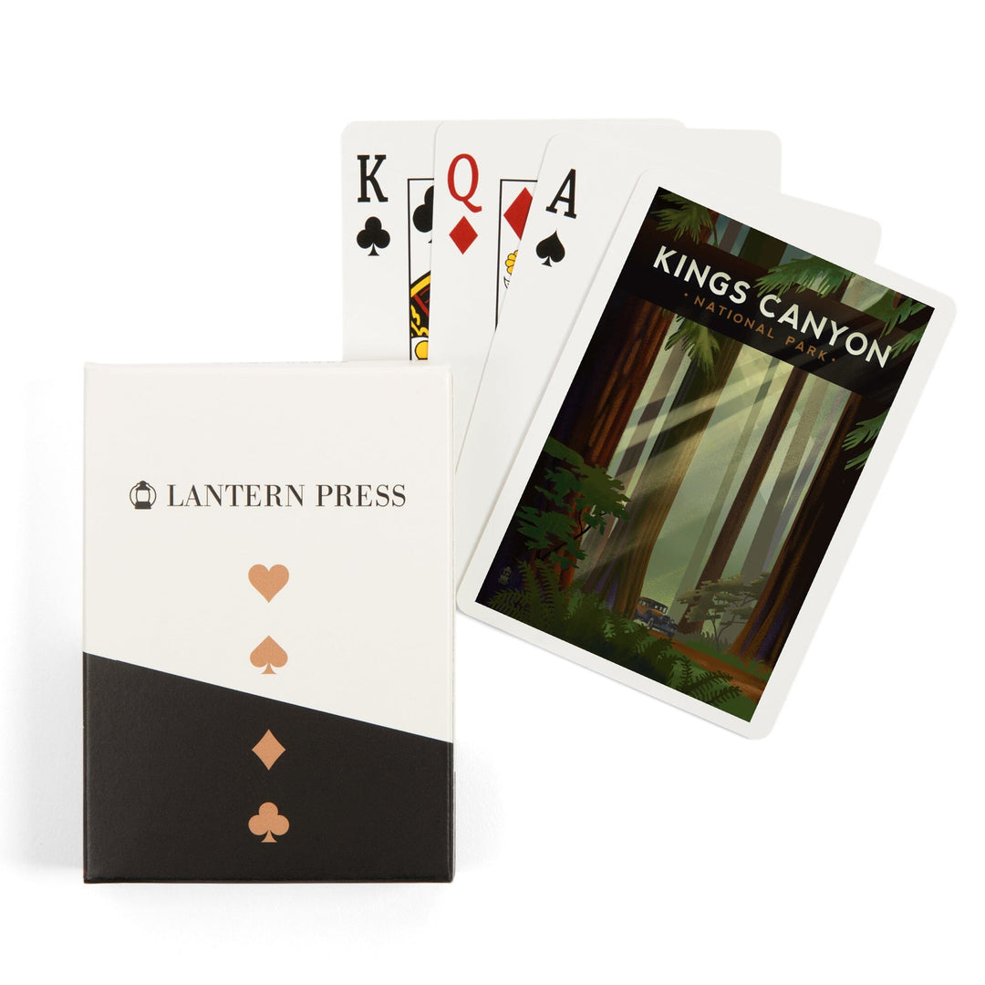 Playing Cards, Kings Canyon National Park, Redwood Forest, Geometric Lithograph, 52 Card Deck with Jokers in Box, Unique Art Cards Lantern Press 