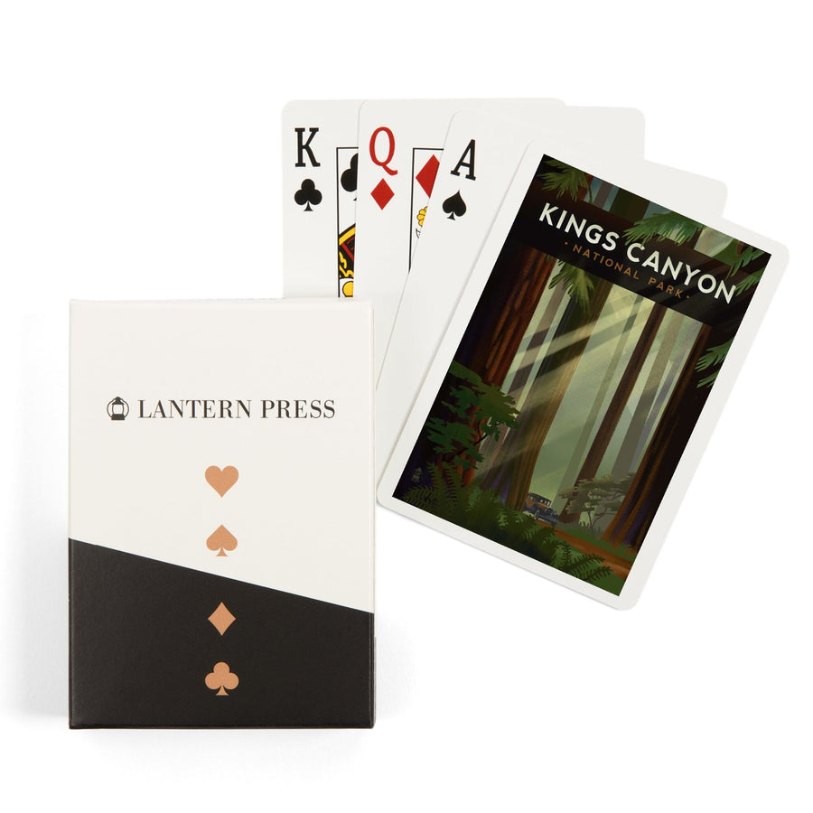 Playing Cards, Kings Canyon National Park, Redwood Forest, Geometric Lithograph, 52 Card Deck with Jokers in Box, Unique Art Cards Lantern Press 