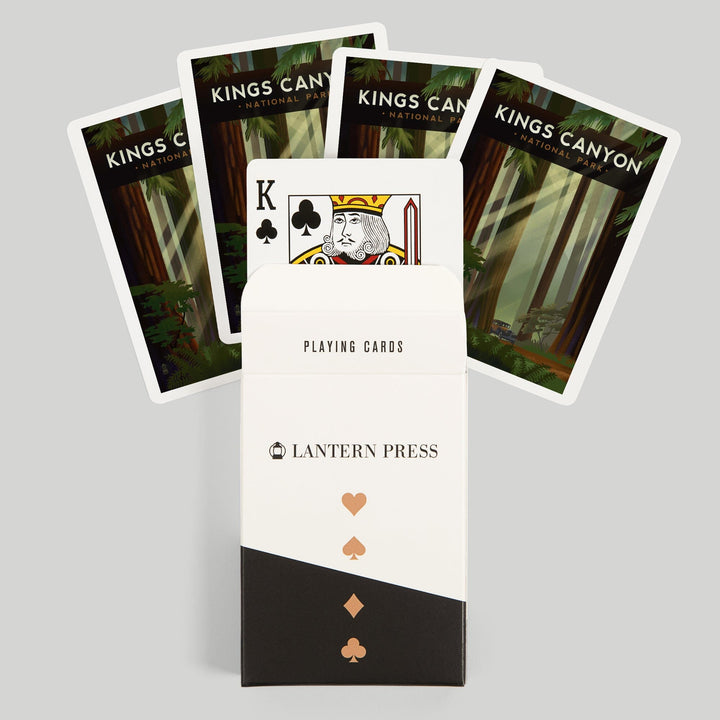 Playing Cards, Kings Canyon National Park, Redwood Forest, Geometric Lithograph, 52 Card Deck with Jokers in Box, Unique Art Cards Lantern Press 