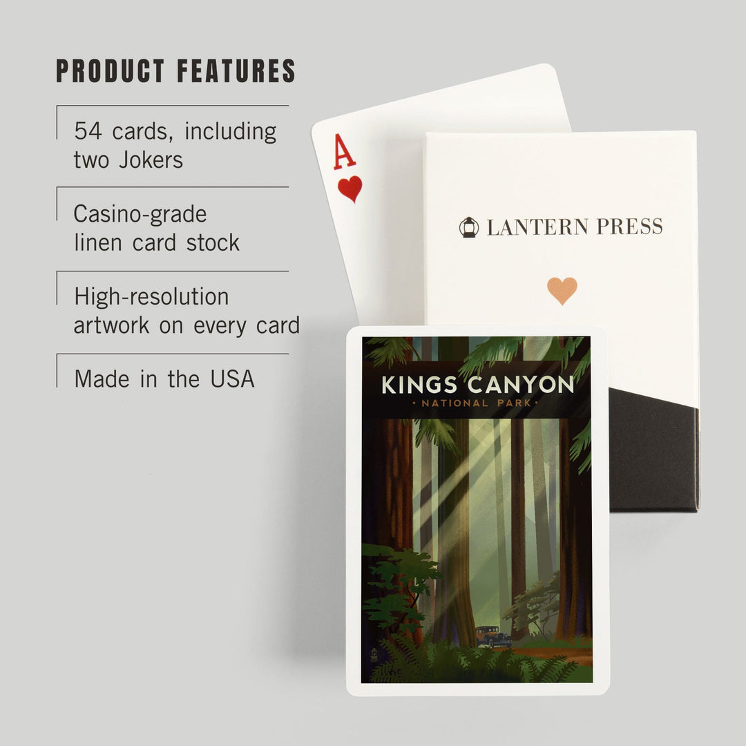 Playing Cards, Kings Canyon National Park, Redwood Forest, Geometric Lithograph, 52 Card Deck with Jokers in Box, Unique Art Cards Lantern Press 