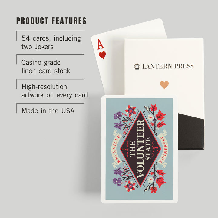 Playing Cards, Knoxville, Tennessee, State Motto Crest, State Series, 52 Card Deck with Jokers in Box, Unique Art Cards Lantern Press 