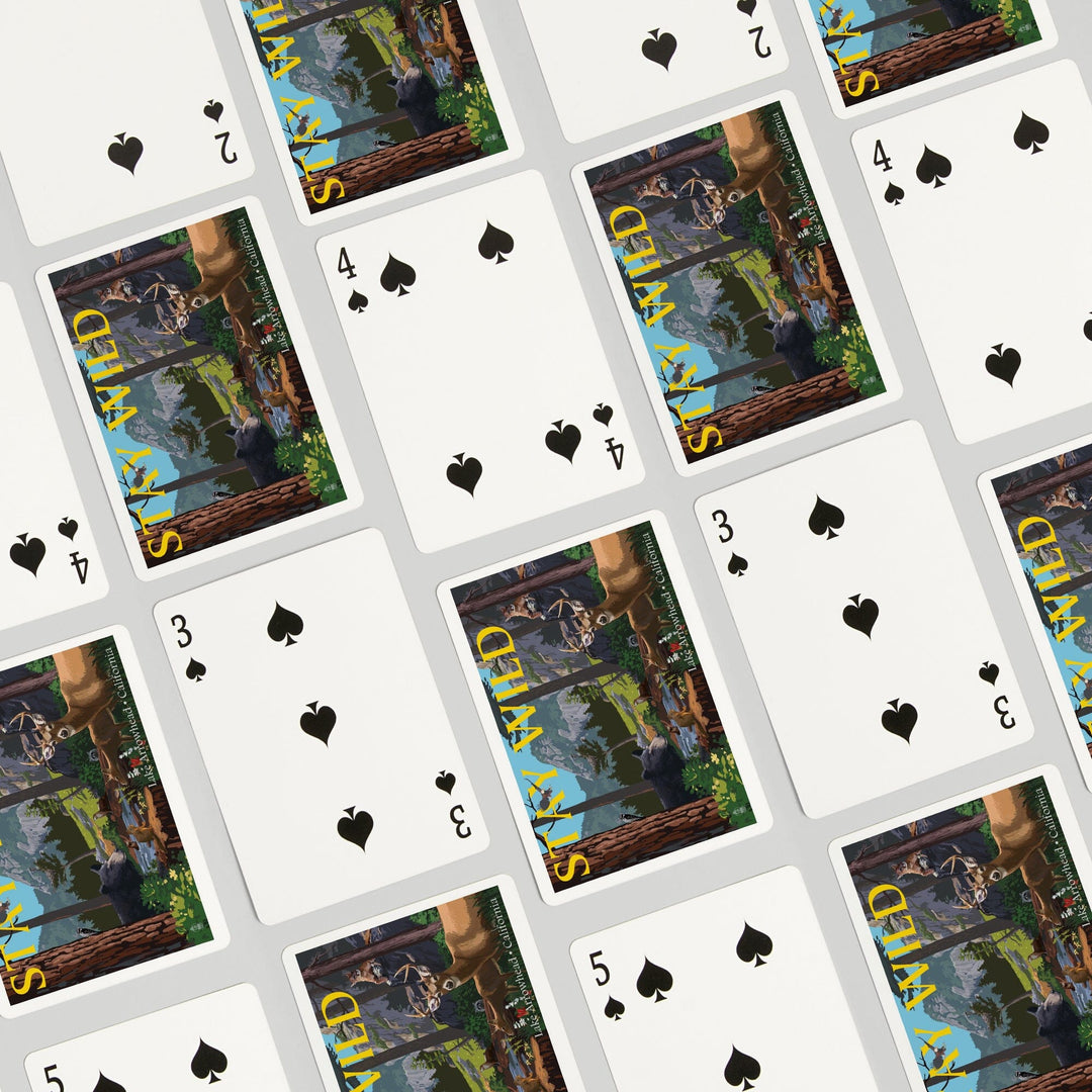 Playing Cards, Lake Arrowhead, California, Stay Wild, National Park WPA Sentiment, 52 Card Deck with Jokers in Box, Unique Art Cards Lantern Press 