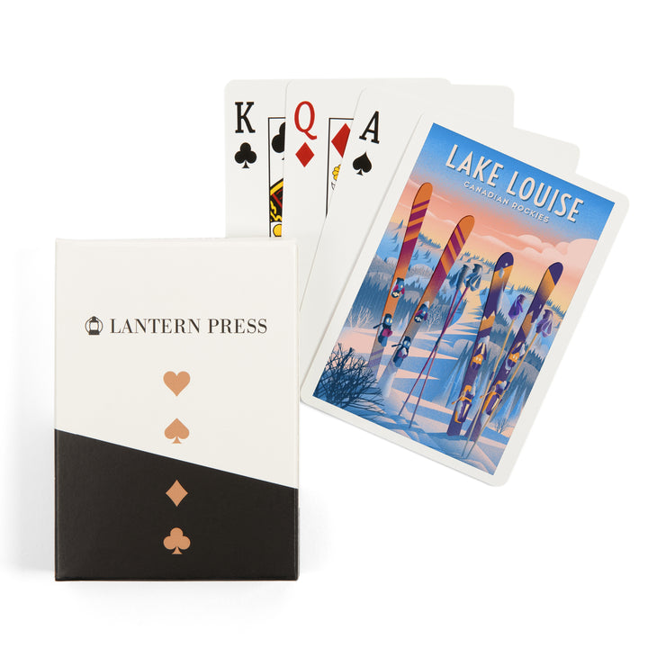 Playing Cards, Lake Louise, Canada, Prepare for Takeoff, Skis In Snowbank, 52 Card Deck with Jokers in Box, Unique Art Cards Lantern Press 