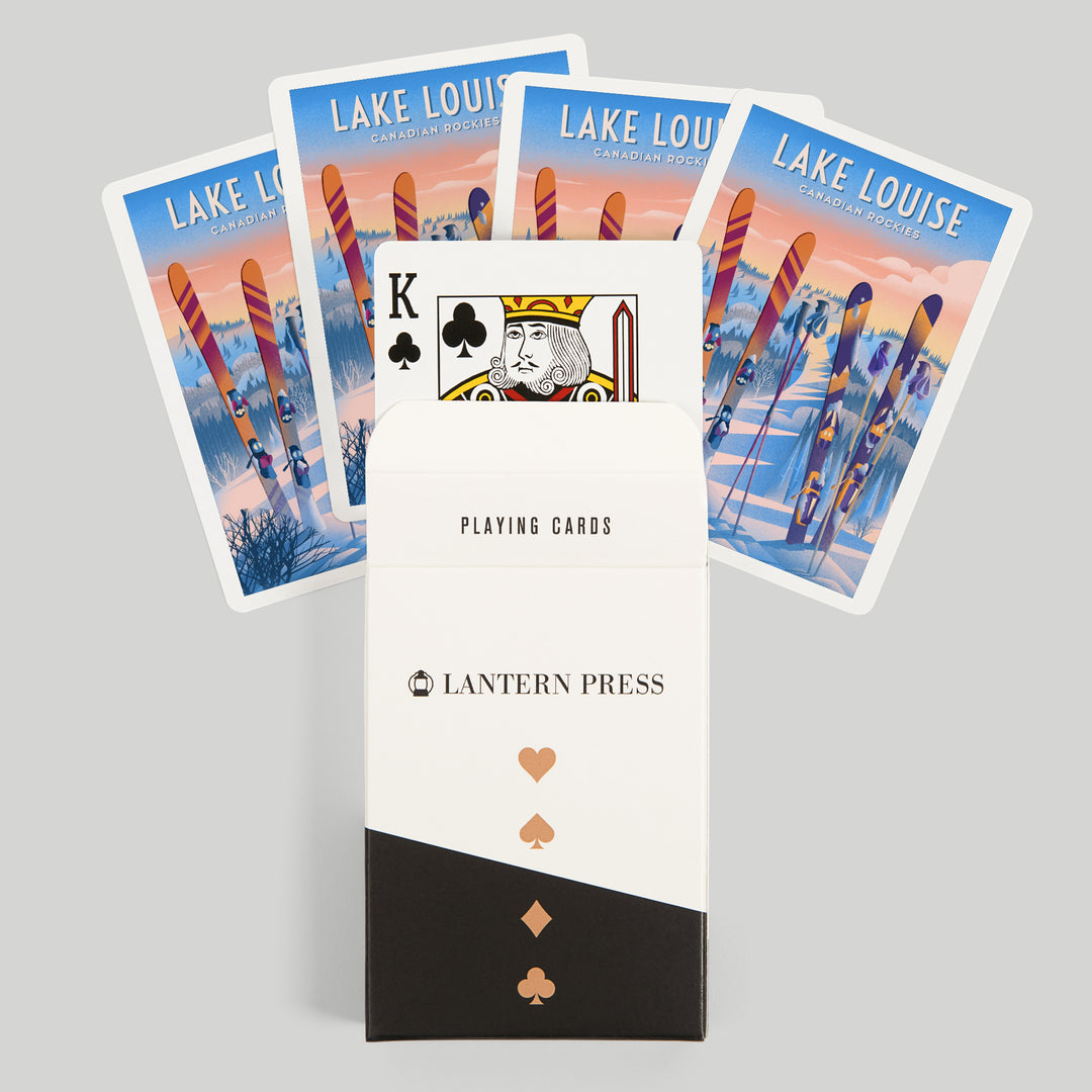 Playing Cards, Lake Louise, Canada, Prepare for Takeoff, Skis In Snowbank, 52 Card Deck with Jokers in Box, Unique Art Cards Lantern Press 