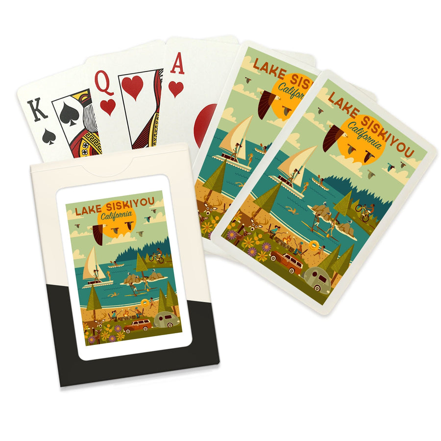 Playing Cards, Lake Siskiyou, California, Lake Geometric, 52 Card Deck with Jokers in Box, Unique Art Cards Lantern Press 