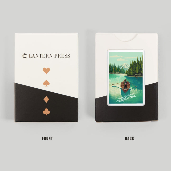 Playing Cards, Lake Siskiyou, California, Quiet Explorer, Boating, Mountain, 52 Card Deck with Jokers in Box, Unique Art Cards Lantern Press 