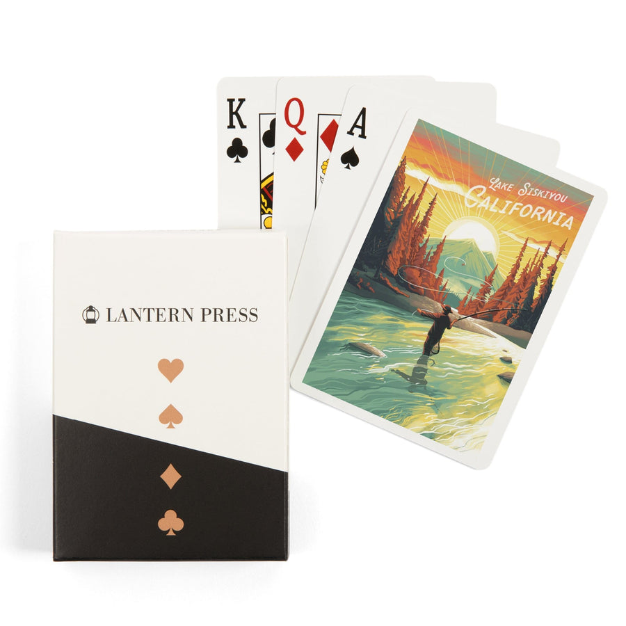 Playing Cards, Lake Siskiyou, California, This is Living, Fishing with Mountain, 52 Card Deck with Jokers in Box, Unique Art Cards Lantern Press 