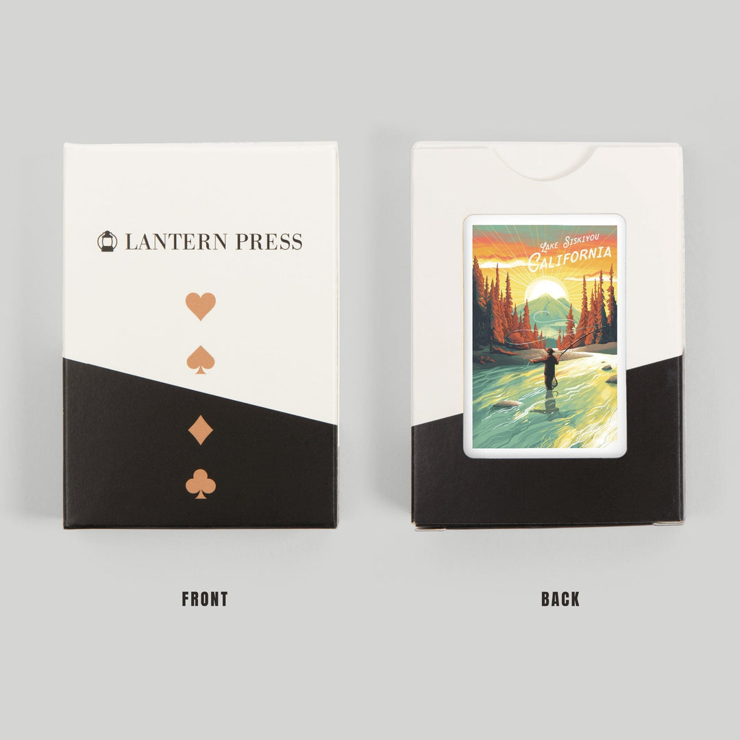 Playing Cards, Lake Siskiyou, California, This is Living, Fishing with Mountain, 52 Card Deck with Jokers in Box, Unique Art Cards Lantern Press 