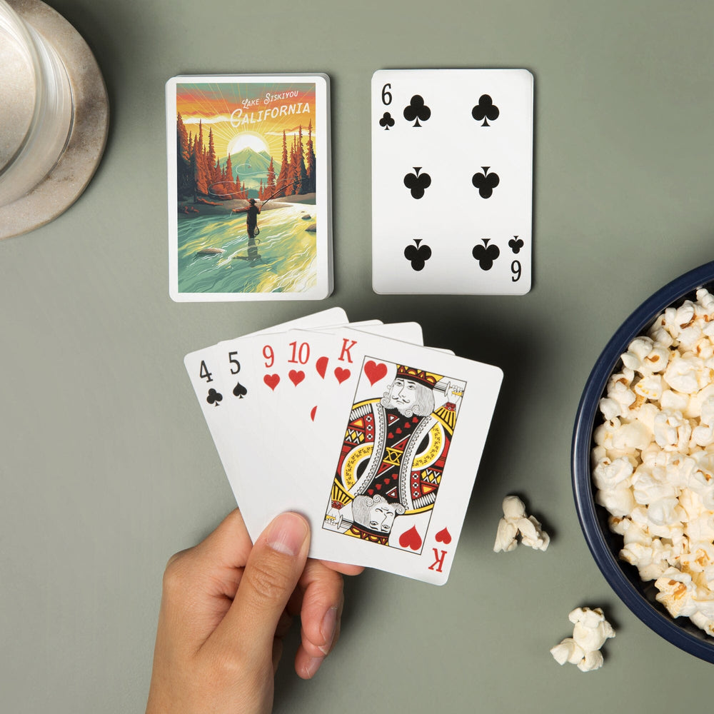 Playing Cards, Lake Siskiyou, California, This is Living, Fishing with Mountain, 52 Card Deck with Jokers in Box, Unique Art Cards Lantern Press 