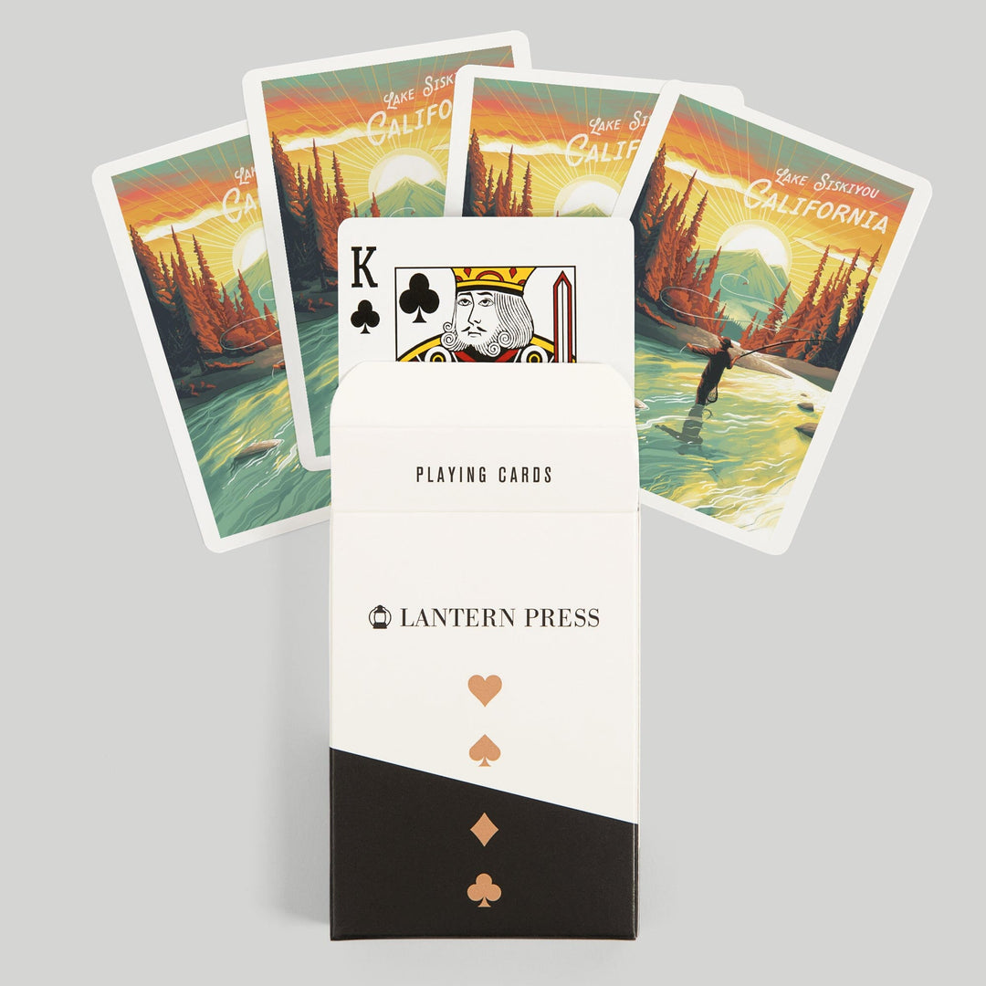 Playing Cards, Lake Siskiyou, California, This is Living, Fishing with Mountain, 52 Card Deck with Jokers in Box, Unique Art Cards Lantern Press 