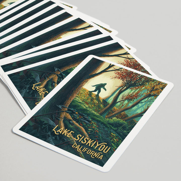 Playing Cards, Lake Siskiyou, California, Wanderer, Bigfoot in Forest, 52 Card Deck with Jokers in Box, Unique Art Cards Lantern Press 