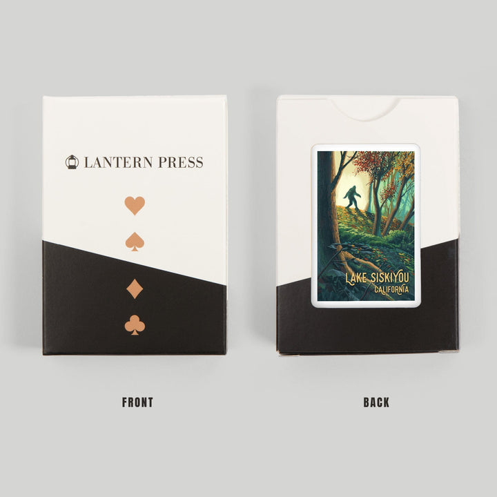 Playing Cards, Lake Siskiyou, California, Wanderer, Bigfoot in Forest, 52 Card Deck with Jokers in Box, Unique Art Cards Lantern Press 