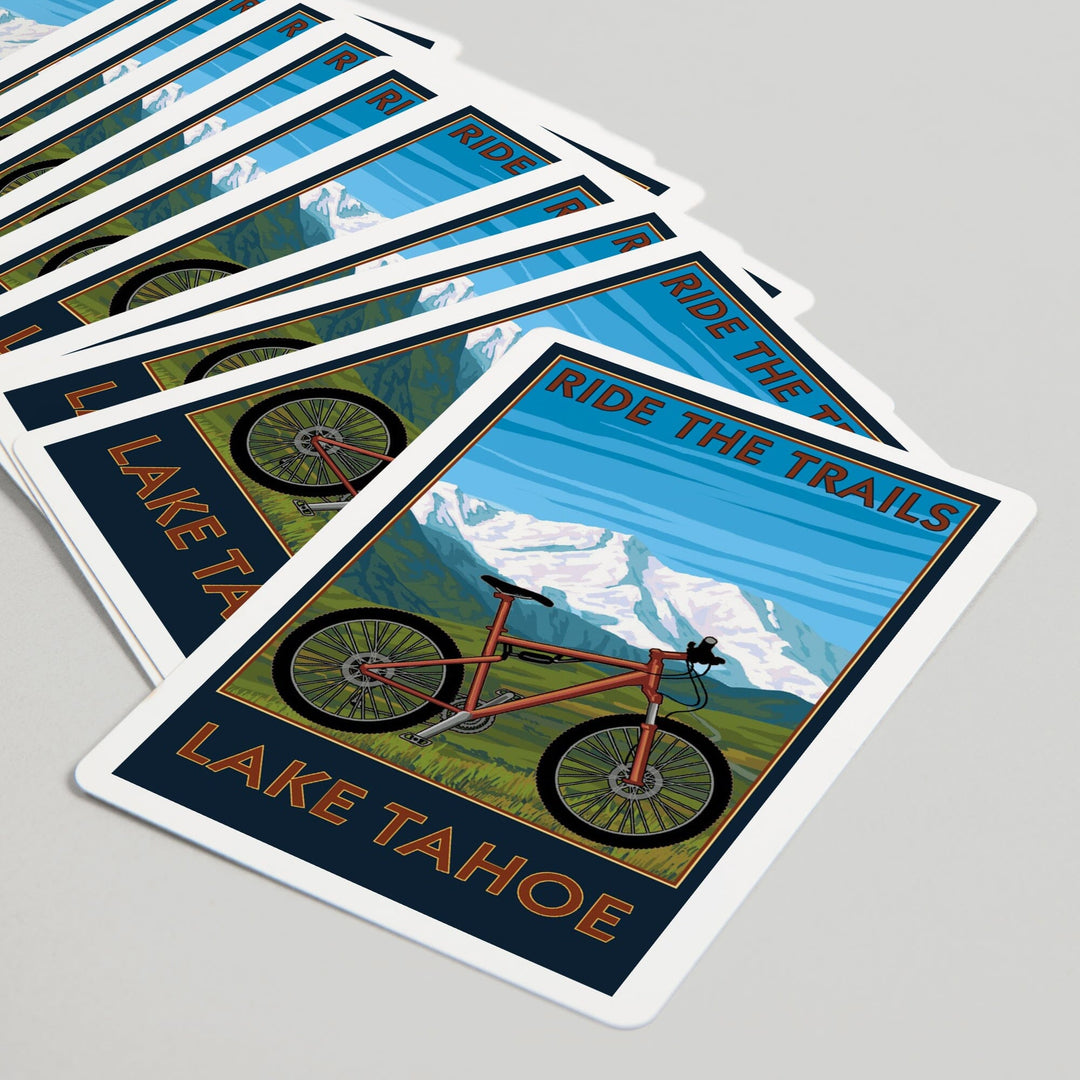 Playing Cards, Lake Tahoe, California, Ride the Trails, Mountain Bike, 52 Card Deck with Jokers in Box, Unique Art Cards Lantern Press 