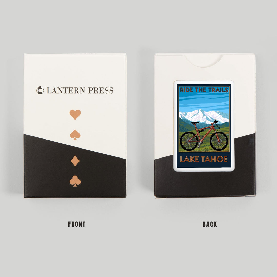 Playing Cards, Lake Tahoe, California, Ride the Trails, Mountain Bike, 52 Card Deck with Jokers in Box, Unique Art Cards Lantern Press 