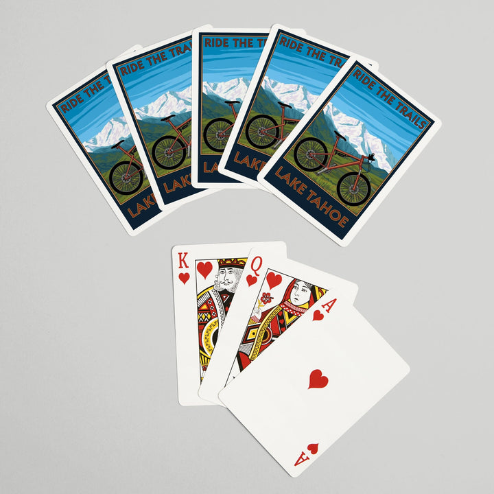 Playing Cards, Lake Tahoe, California, Ride the Trails, Mountain Bike, 52 Card Deck with Jokers in Box, Unique Art Cards Lantern Press 