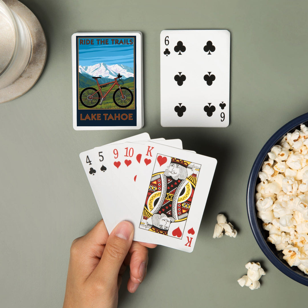 Playing Cards, Lake Tahoe, California, Ride the Trails, Mountain Bike, 52 Card Deck with Jokers in Box, Unique Art Cards Lantern Press 