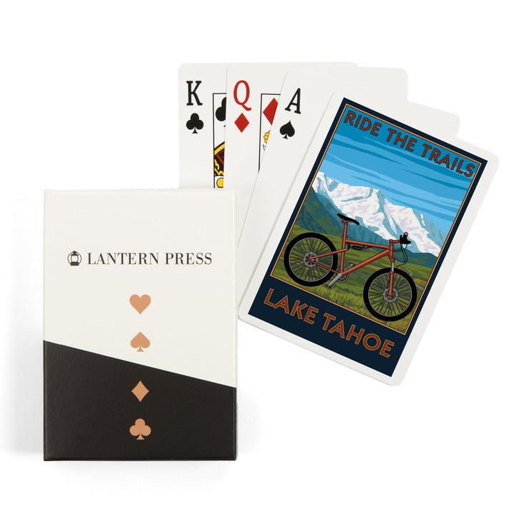 Playing Cards, Lake Tahoe, California, Ride the Trails, Mountain Bike, 52 Card Deck with Jokers in Box, Unique Art Cards Lantern Press 