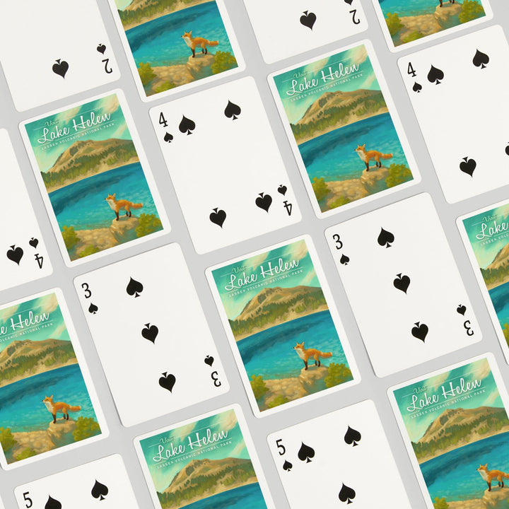 Playing Cards, Lassen Volcanic National Park, California, Lake Helen, Oil Painting, 52 Card Deck with Jokers in Box, Unique Art Cards Lantern Press 