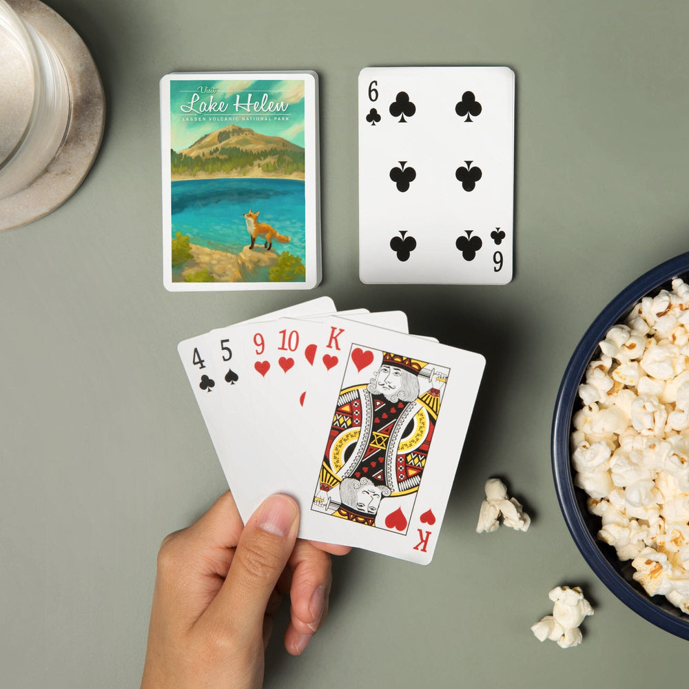 Playing Cards, Lassen Volcanic National Park, California, Lake Helen, Oil Painting, 52 Card Deck with Jokers in Box, Unique Art Cards Lantern Press 