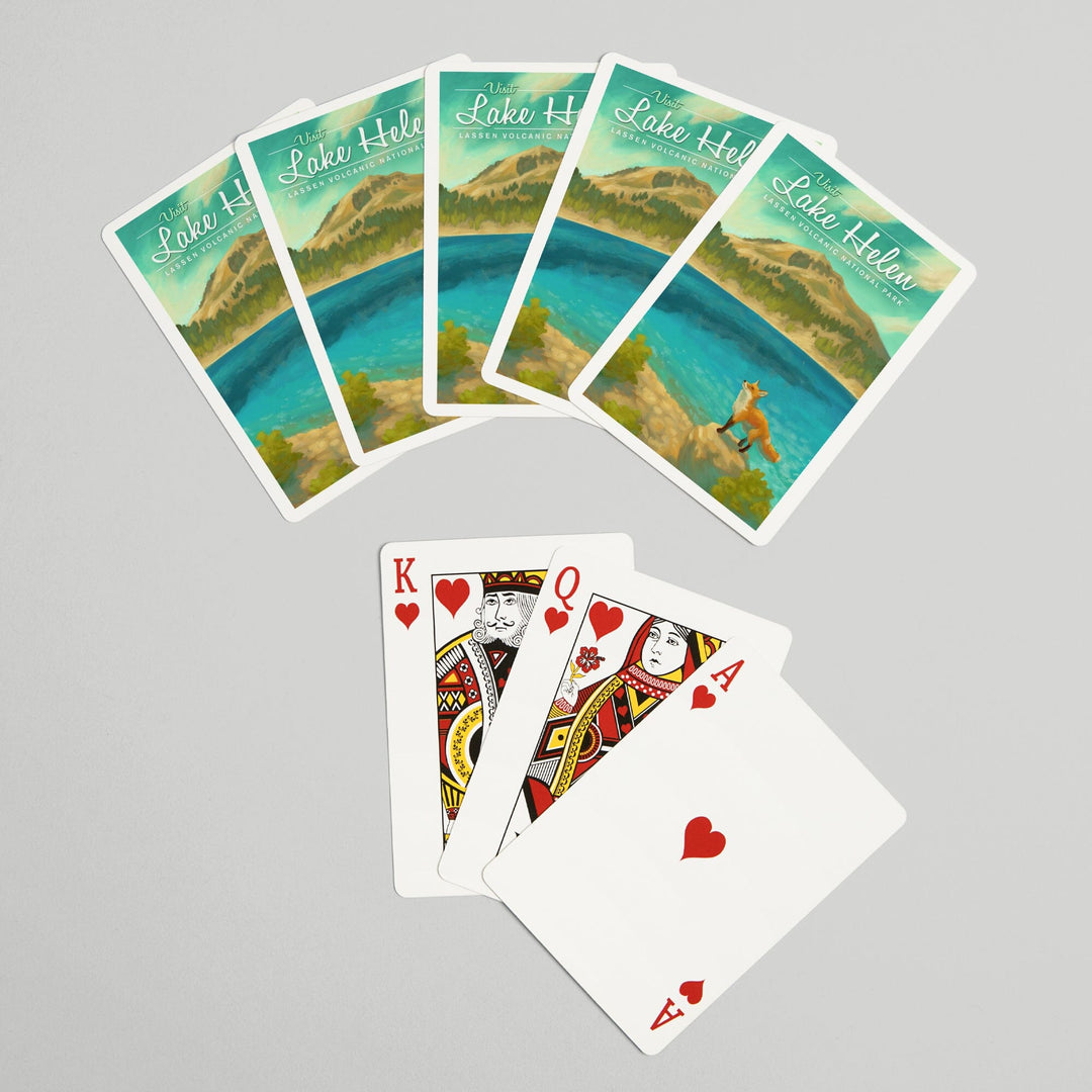 Playing Cards, Lassen Volcanic National Park, California, Lake Helen, Oil Painting, 52 Card Deck with Jokers in Box, Unique Art Cards Lantern Press 