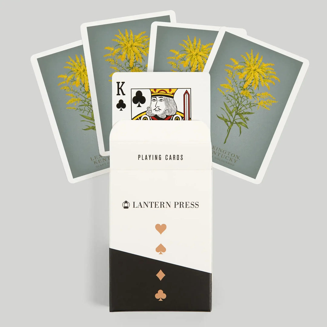 Playing Cards, Lexington, Kentucky, Vintage Flora, State Series, Giant Goldenrod, 52 Card Deck with Jokers in Box, Unique Art Cards Lantern Press 
