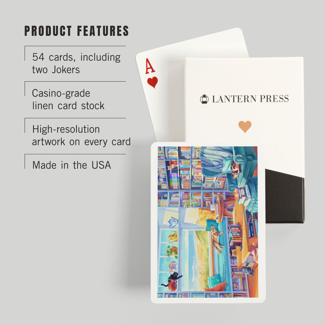 Playing Cards, Literary Beach Cats, 52 Card Deck with Jokers in Box, Unique Art Cards Lantern Press 