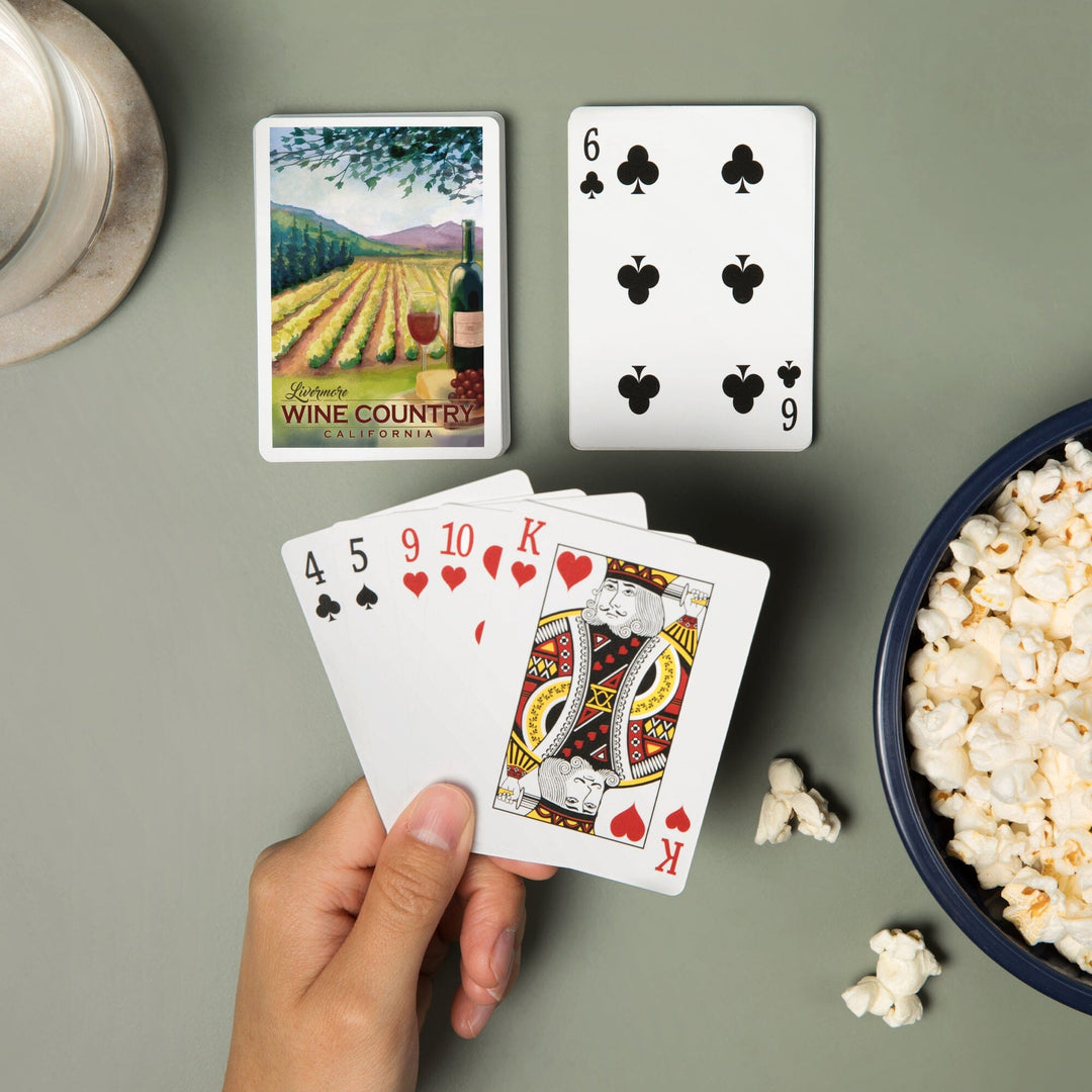 Playing Cards, Livermore, California, Wine Country, 52 Card Deck with Jokers in Box, Unique Art Cards Lantern Press 