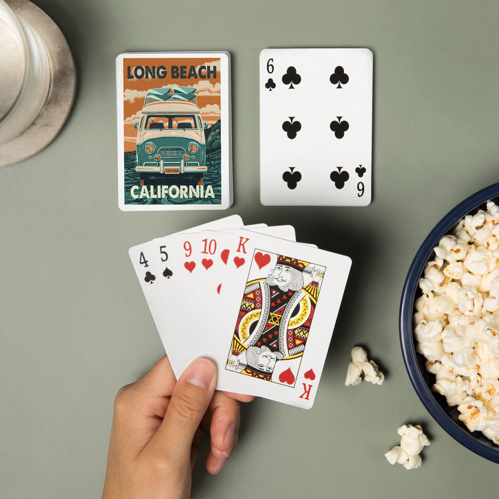 Playing Cards, Long Beach, California, Camper Van, 52 Card Deck with Jokers in Box, Unique Art Cards Lantern Press 