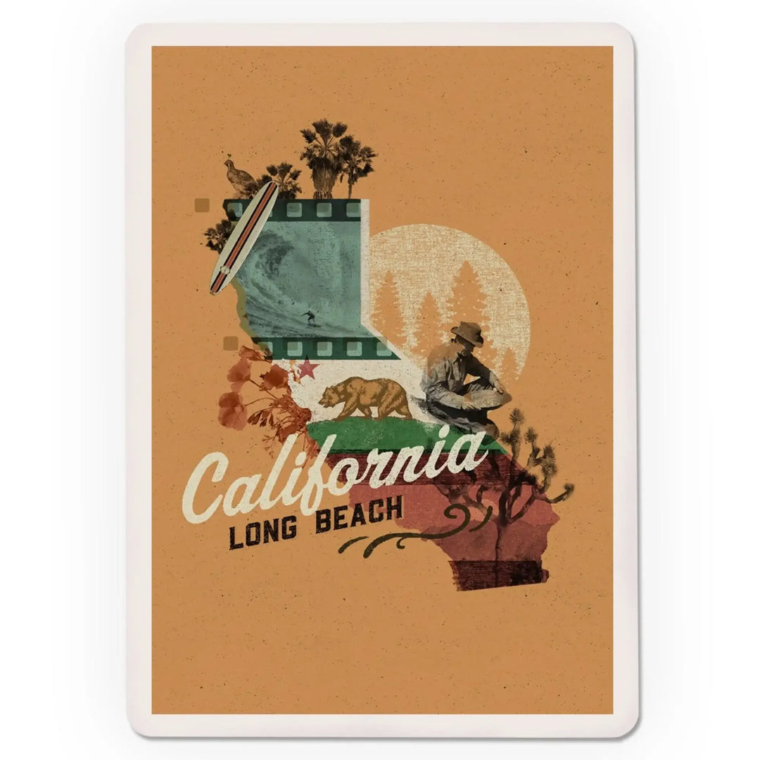 Playing Cards, Long Beach, California, State Photomontage, State Series, 52 Card Deck with Jokers in Box, Unique Art Cards Lantern Press 