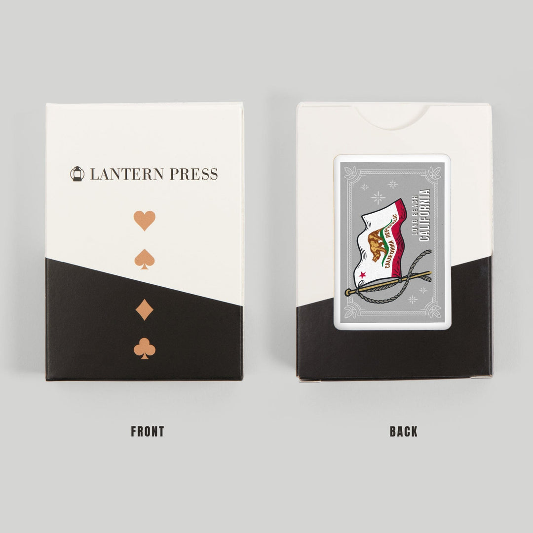 Playing Cards, Long Beach, California, Waving State Flag, State Series, 52 Card Deck with Jokers in Box, Unique Art Cards Lantern Press 