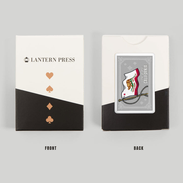 Playing Cards, Long Beach, California, Waving State Flag, State Series, 52 Card Deck with Jokers in Box, Unique Art Cards Lantern Press 
