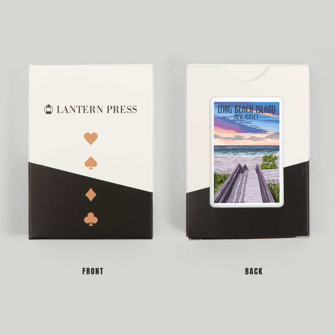 Playing Cards, Long Beach Island, New Jersey, Beach Boardwalk, 52 Card Deck with Jokers in Box, Unique Art Cards Lantern Press 