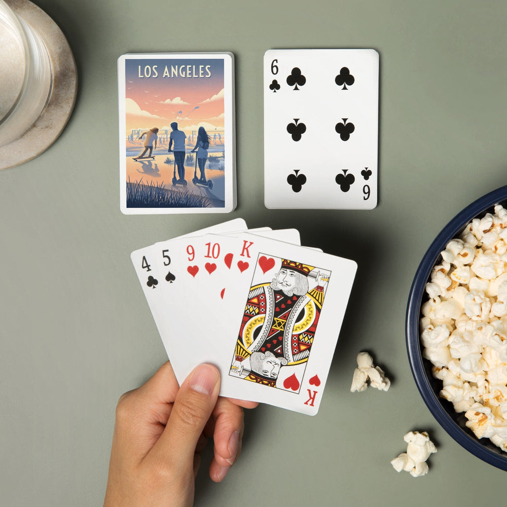 Playing Cards, Los Angeles, California, Lithograph, Enjoy the Ride, Longboards and Scooters, 52 Card Deck with Jokers in Box, Unique Art Cards Lantern Press 