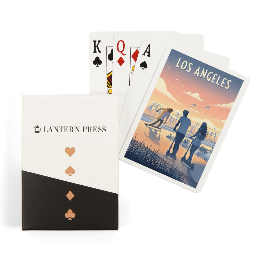 Playing Cards, Los Angeles, California, Lithograph, Enjoy the Ride, Longboards and Scooters, 52 Card Deck with Jokers in Box, Unique Art Cards Lantern Press 